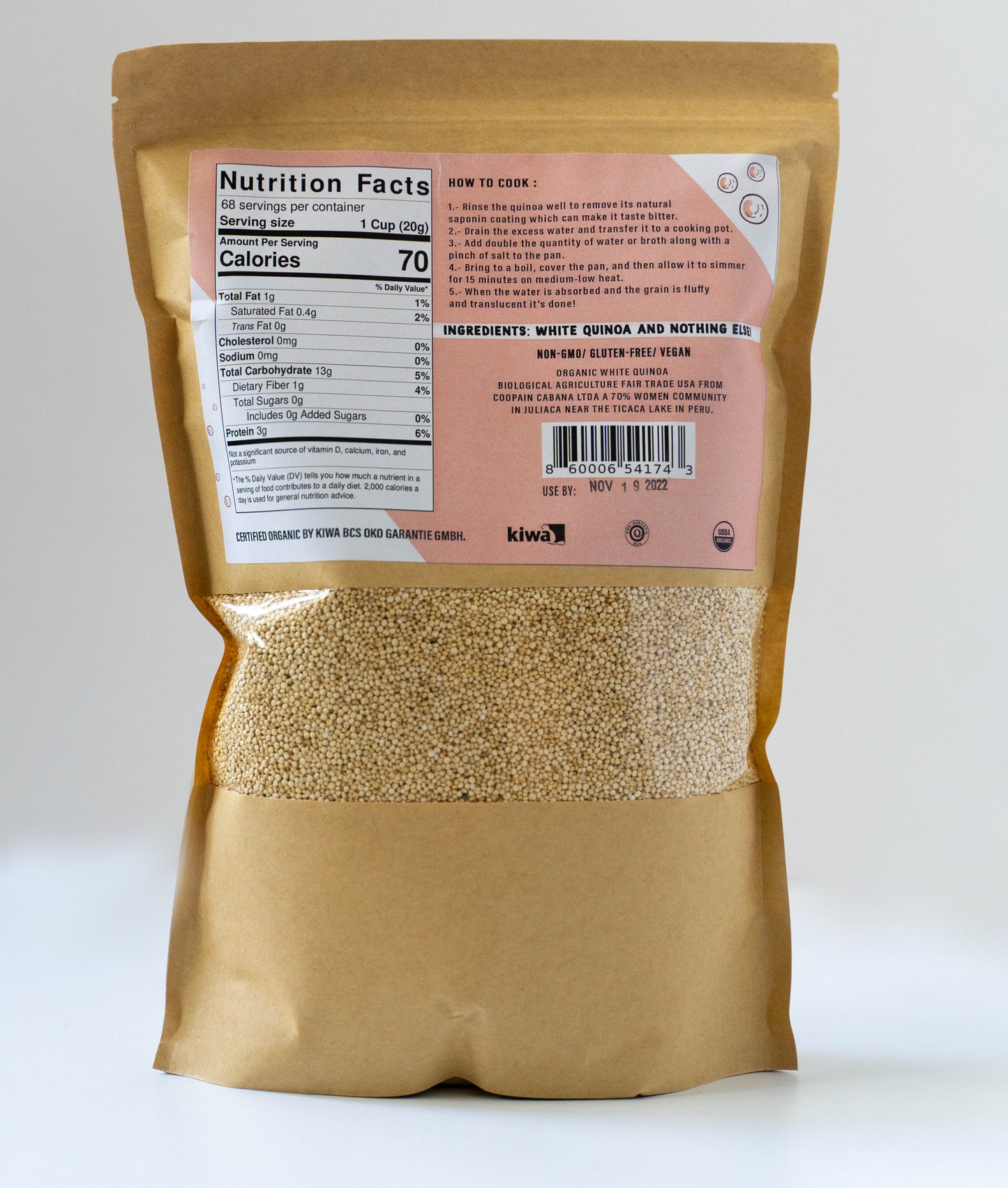 PREMIUM RAW, ORGANIC QUINOA 3 LBS/48 OZ