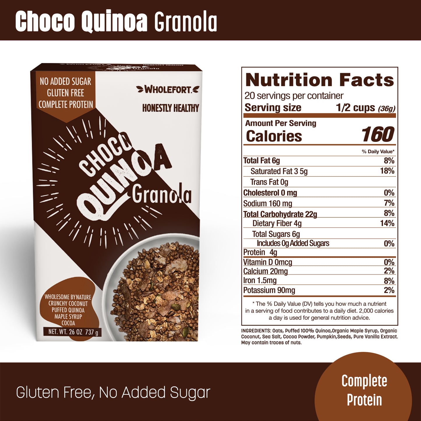 CHOCO QUINOA GRANOLA 26 OZ